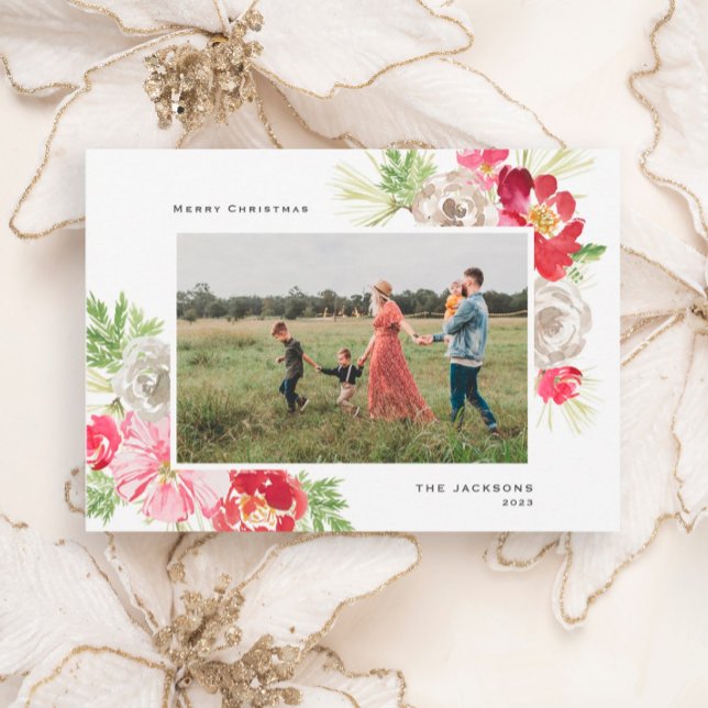 God jul vattenfärgsblomma julkort (Skapare uppladdad)