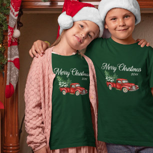 God jul Vattenfärgsdatum för Vintagen Röd Lastb T Shirt