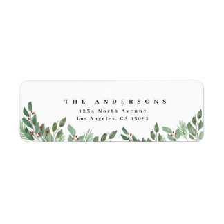 God jul vattenfärgsetikett returadress etikett