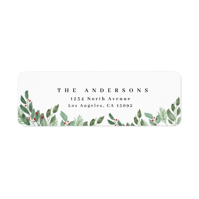 God jul vattenfärgsetikett returadress etikett (Framsidan)