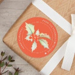 God jul vattenfärgsfärgad Heliga personlig röd Runt Klistermärke<br><div class="desc">Modern vattenfärgsfärgad hand målad och sage holly och bär skapar en modern helgdagar/julklapp eller ett runt klistermärke.           Enkel att anpassa med texten!</div>