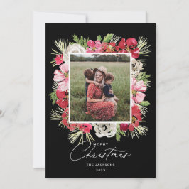 God jul Vattenfärgsfärgen Flower Ram Black Julkort