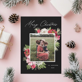 God jul vattenfärgsfärgsfärgsfärgsfärgssvart julkort