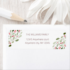 God jul vattenfärgsholly returadress etikett