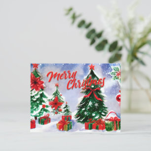 God Jul Vattenfärgskonst Design Meddelande Vykort