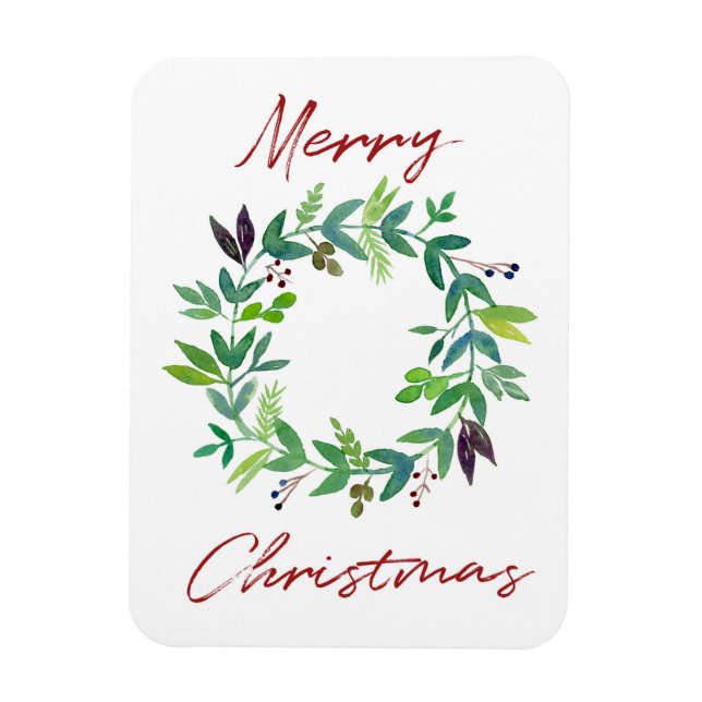 God Jul Vattenfärgskrans Magnet (Vertikal)