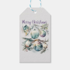 God jul vattenfärgsornament presentetikett