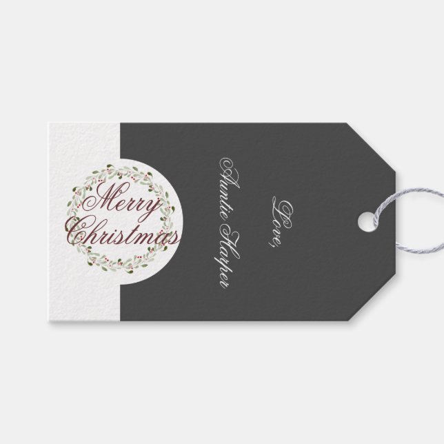 God jul vattenfärgsutandning Träkol svart Presentetikett (Framsidan (Horisontell))