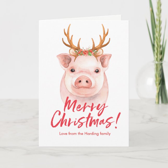 God jul vattenfärgsutandningsportet julkort helgkort (Framsida)