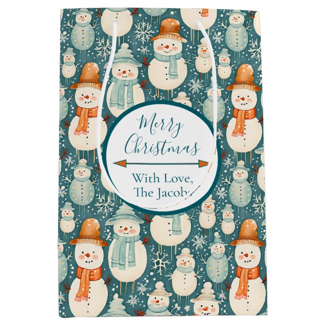 God jul | Vattensfärgade Snögubbar jul (Framsidan)