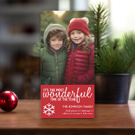 God Jul - Vertikal röd fotogruß Julkort