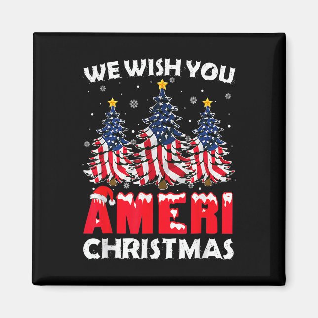 God jul Vi önskar er Ameri Julafton American Fl Magnet (Framsidan)