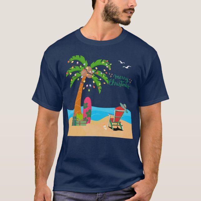 God jul vid Beach T-Shirt (Framsida)