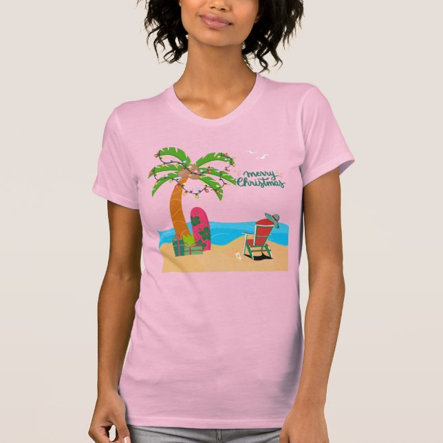 God jul vid Beach T-Shirt (Framsida)