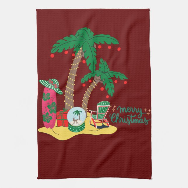 God jul vid stranden kökshandduk (Vertikal)