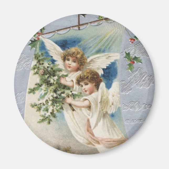 God jul, Viktorianska Änglar i segelbåt Magnet (Framsidan)