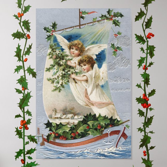God jul, Viktorianska Änglar i segelbåt Poster (Skapare uppladdad)