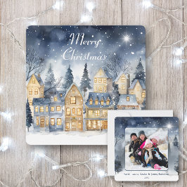 God jul Village Star Family Photo Namn Kort