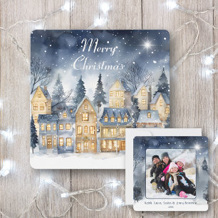 God jul Village Star Family Photo Namn Kort