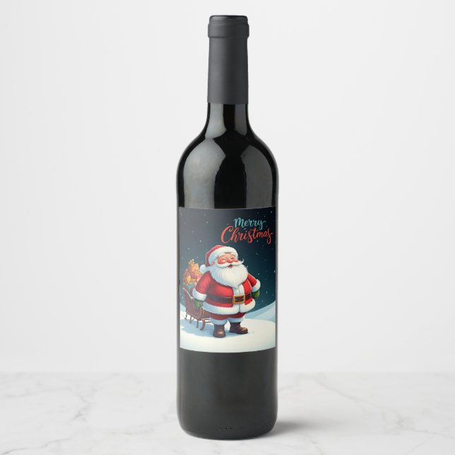 God jul vinflaska etikett (Framsida)