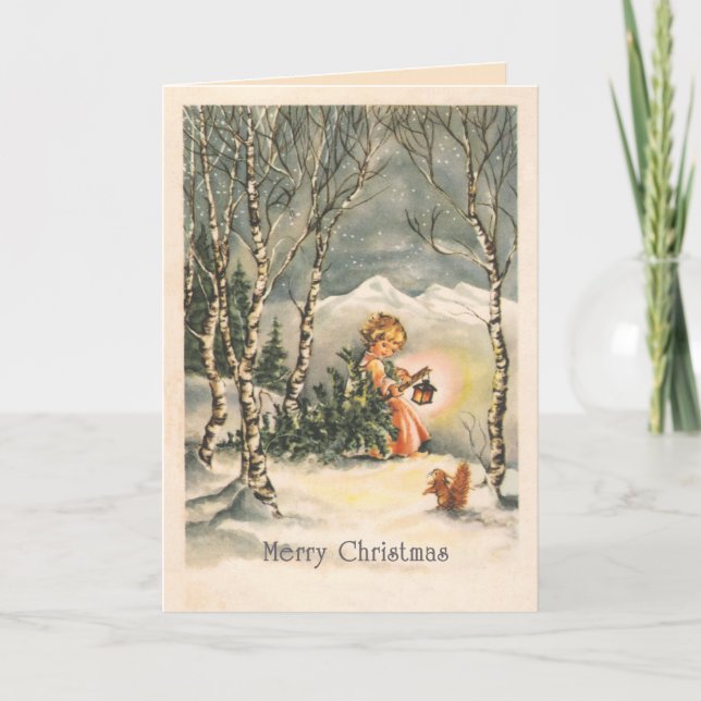 God jul Vintage Anpassningsbar Greeting Card Helgkort (Framsida)