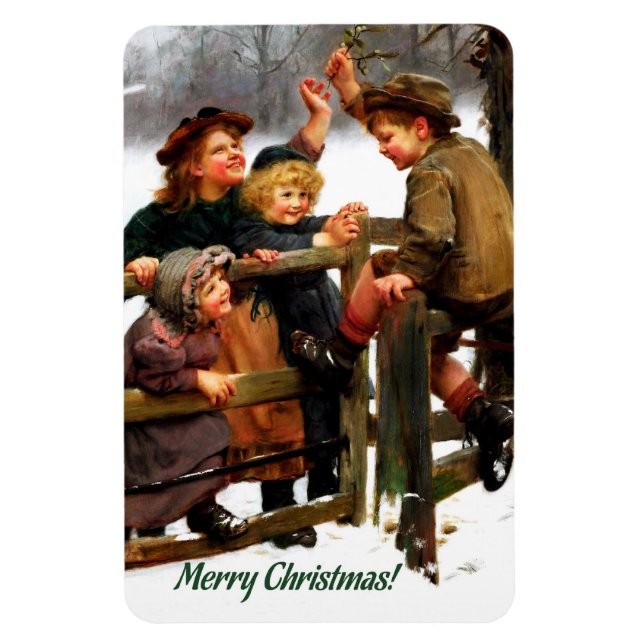 God Jul. Vintage Art julklapp Magnet (Vertikal)