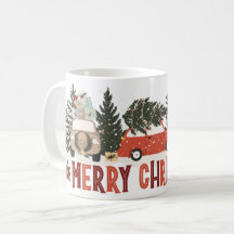 God jul Vintage bilar och Träd Mugg