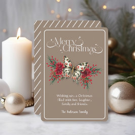 God jul Vintage Butterfly Poinsettia Julkort