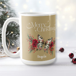 God jul Vintage Butterfly Poinsettia Kaffemugg