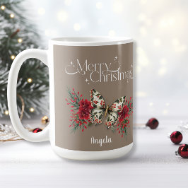 God jul Vintage Butterfly Poinsettia Kaffemugg