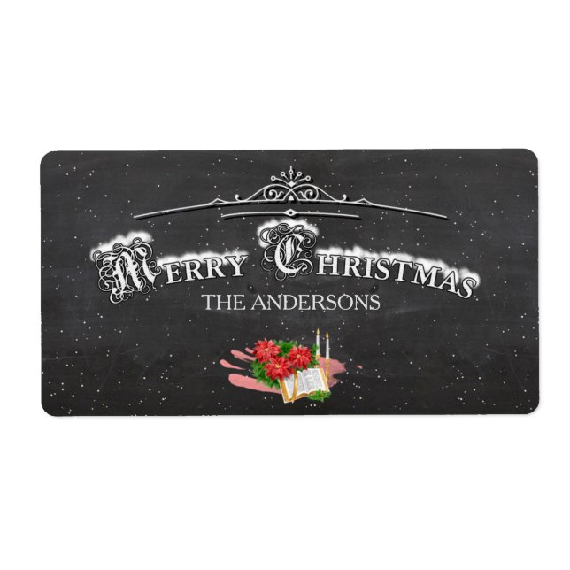 God jul Vintage Chalkboard Fraktsedel (Framsidan)