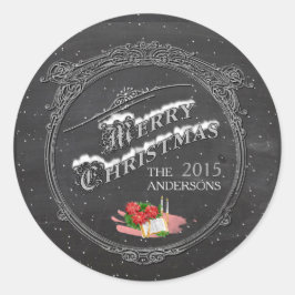 God jul Vintage Chalkboard Runt Klistermärke