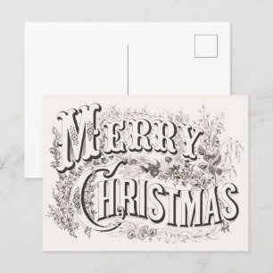 God Jul, Vintage Currier & Ives (reprod) Vykort