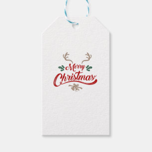 God jul Vintage Design Röd och Grönt Presentetikett