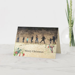 God jul Vintage föder upp ditt familjefoto Helgkort