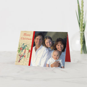 God jul Vintage föder upp ditt familjefoto Helgkort