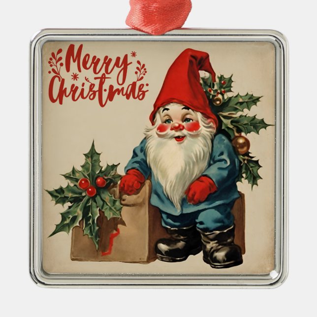 God jul Vintage Gnome Julgransprydnad Metall (Framsidan)