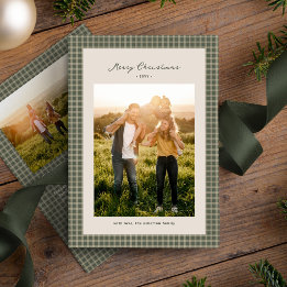 God jul vintage grön kryssram fotobutik julkort