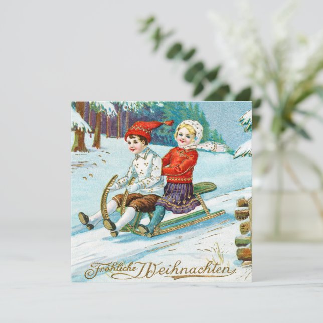 God jul vintage helgdag julkort (Stående Fram)