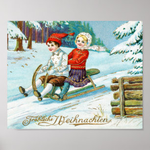 God jul vintage helgdag poster