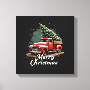 God Jul Vintage Jul Lastbil Canvastryck