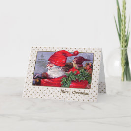 God Jul. Vintage Jultomten Helgkort