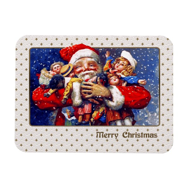 God Jul. Vintage Jultomten Magnet (Horisontell)