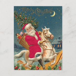 God jul Vintage Jultomten om häst Vykort