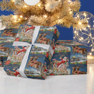 God jul Vintage Jultomten om Sleigh Presentpapper