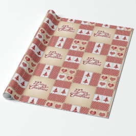 God jul Vintage Land Quilt Mönster Presentpapper