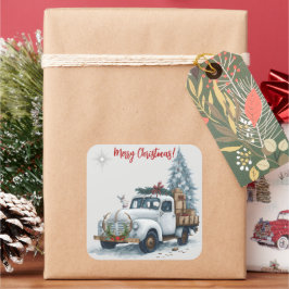 God jul Vintage Lastbil Helgdag Sticker Fyrkantigt Klistermärke