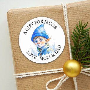 God jul Vintage Little Elf To and from Runt Klistermärke