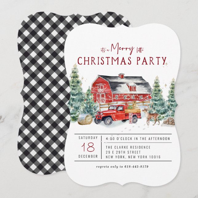 God jul | Vintage Red Lastbil Julfest Inbjudningar (Fram/baksida)