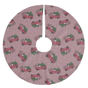 God jul Vintage Red Lastbil Julgransmatta Borstad Polyester